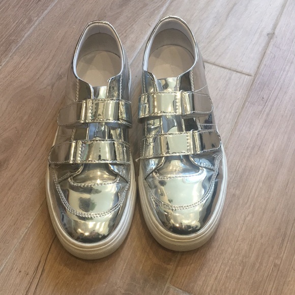 silver velcro trainers